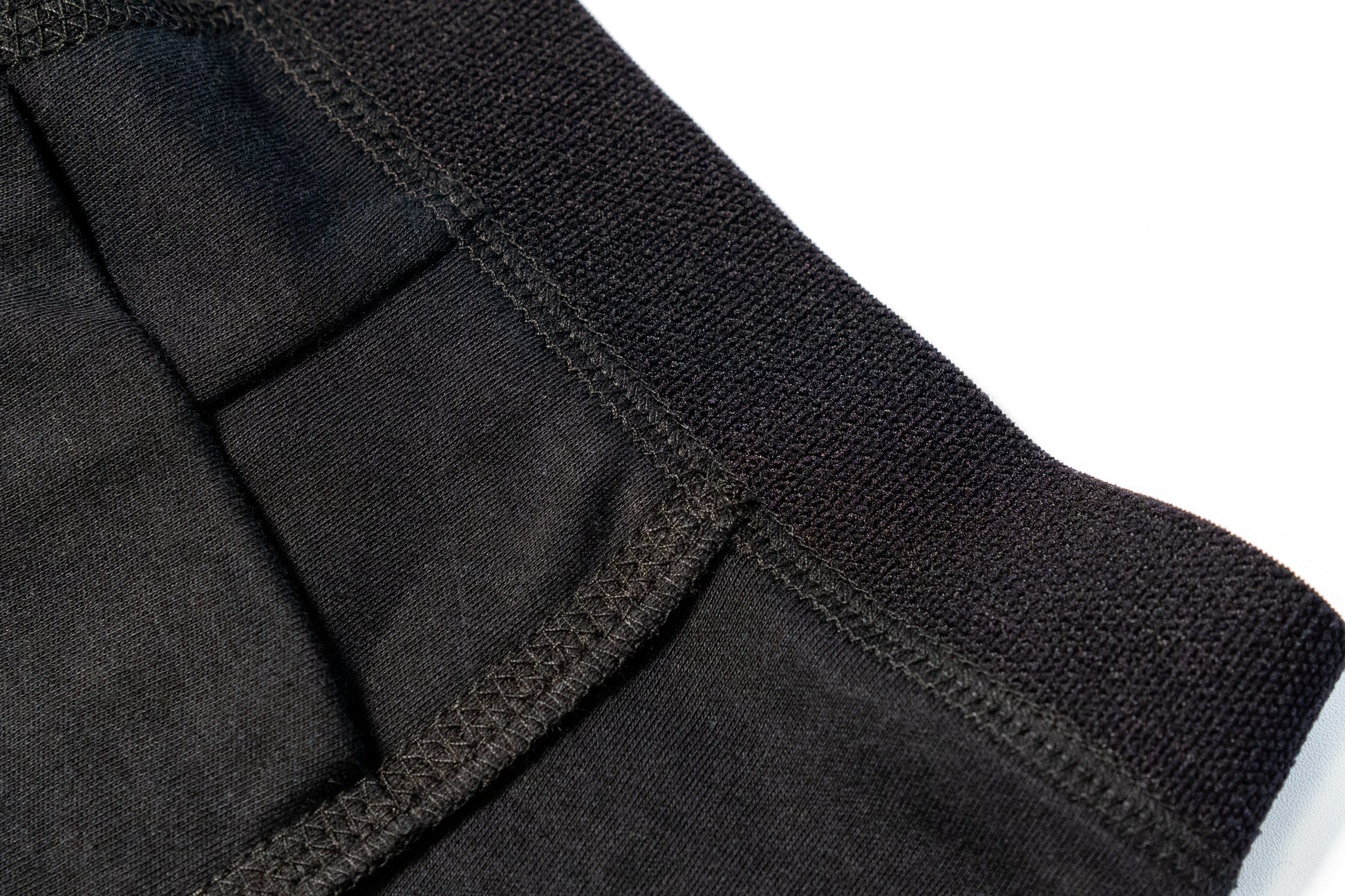 Close-up of black boxers on a white background